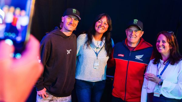 Fans taking a selfie with John McGuinness and Davey Todd